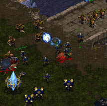 -Let's go right through this huge protoss army and surround them