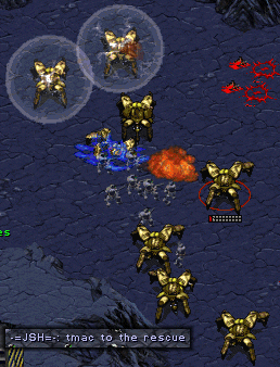 I'm 95% that the dragoon is saying 'Ow quit it. Ow quit it. Ow quit it.'