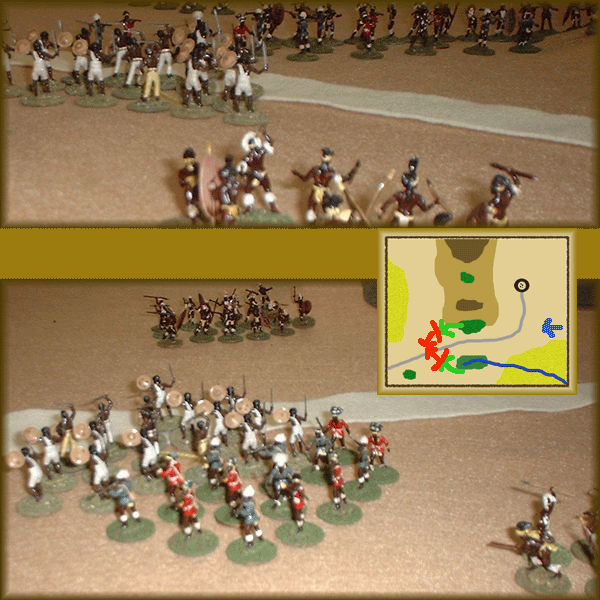 At top you can see the result of the Fuzwa flight.  Bottom shows the rugaruga and Fuzwa troops mixing together as they fall back in disarray.