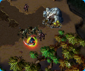 A typical Scorched Basin creep camp under assault